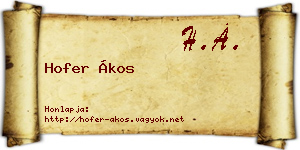 Hofer Ákos névjegykártya